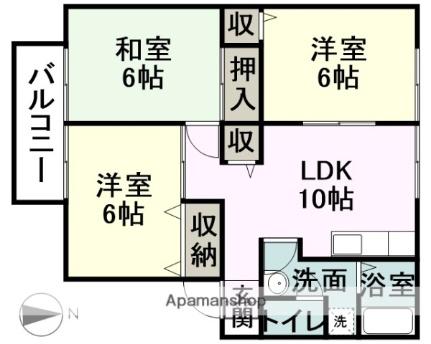 熊本県熊本市西区野中１丁目(賃貸アパート3LDK・1階・60.35㎡)の写真 その2