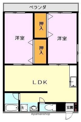 熊本県熊本市中央区京町２丁目(賃貸マンション2LDK・3階・50.00㎡)の写真 その2