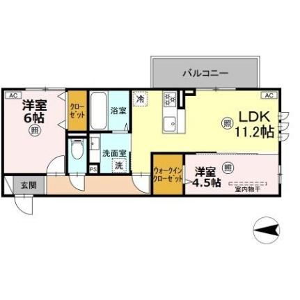 熊本県熊本市南区島町１丁目(賃貸アパート2LDK・2階・54.36㎡)の写真 その2