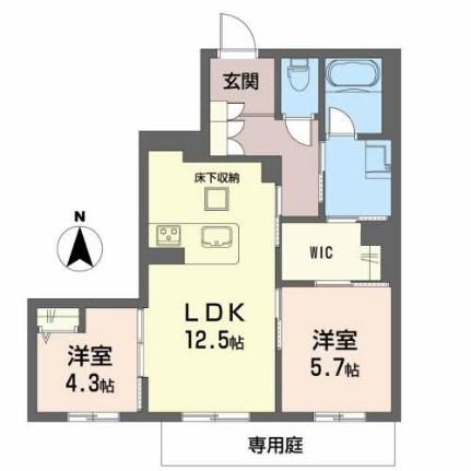 熊本県熊本市中央区萩原町(賃貸マンション2LDK・1階・58.00㎡)の写真 その2