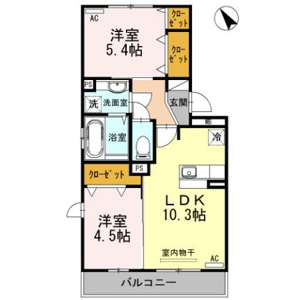 サニーヒルズ 308 ｜ 熊本県玉名市岩崎（賃貸アパート2LDK・3階・49.21㎡） その2