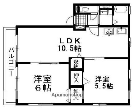 サンモールII 202｜熊本県玉名市河崎(賃貸アパート2LDK・2階・49.85㎡)の写真 その2