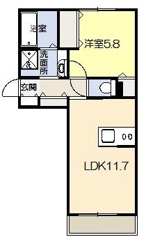 リーブリング 101｜熊本県八代市本町２丁目(賃貸アパート1LDK・1階・42.93㎡)の写真 その2