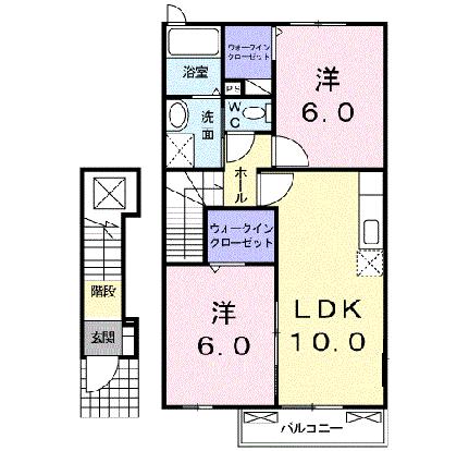 ベルアンジュI 202｜熊本県八代市高小原町(賃貸アパート2LDK・2階・54.85㎡)の写真 その2