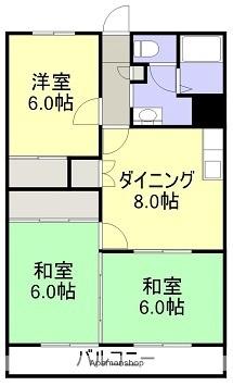 リベラルフクダII 102｜熊本県八代市弥生町(賃貸マンション3DK・1階・58.00㎡)の写真 その2