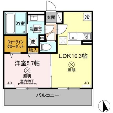 カーサ八代 105 ｜ 熊本県八代市古閑中町（賃貸アパート1LDK・1階・40.05㎡） その2