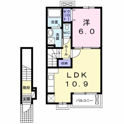 ＳＩＮＣＥＲＩＴＹカナージュII 202 ｜ 大分県大分市古国府５丁目（賃貸アパート1LDK・2階・44.39㎡） その2