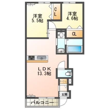 プリーモ　レヴァータ 101｜大分県大分市大字関園(賃貸アパート2LDK・1階・51.76㎡)の写真 その2