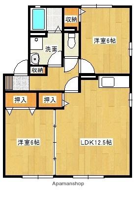 Ｄ’コート都島 ｜宮崎県都城市都島町(賃貸アパート2LDK・1階・57.89㎡)の写真 その2