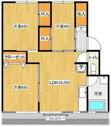 東條マンション 101｜宮崎県都城市若葉町(賃貸マンション3LDK・1階・54.65㎡)の写真 その2