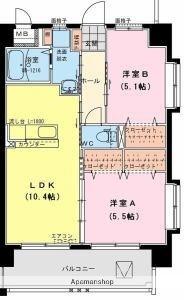 ＰｒｅｓａｇｅII 305 ｜ 宮崎県宮崎市大字恒久（賃貸マンション2LDK・3階・50.84㎡） その2