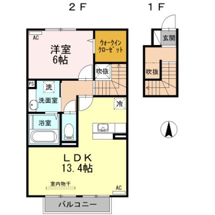 宮崎県宮崎市大字赤江（賃貸アパート1LDK・2階・56.25㎡） その2