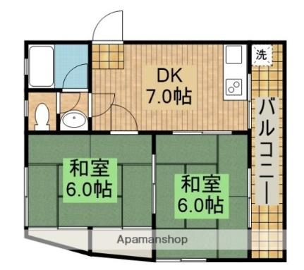 宮崎県宮崎市鶴島３丁目(賃貸マンション2DK・3階・35.00㎡)の写真 その2