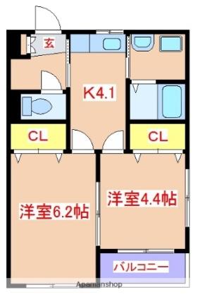 鹿児島県霧島市国分野口西(賃貸マンション2K・1階・35.00㎡)の写真 その2