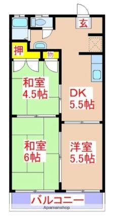 鹿児島県霧島市国分野口西(賃貸アパート3DK・2階・47.00㎡)の写真 その2